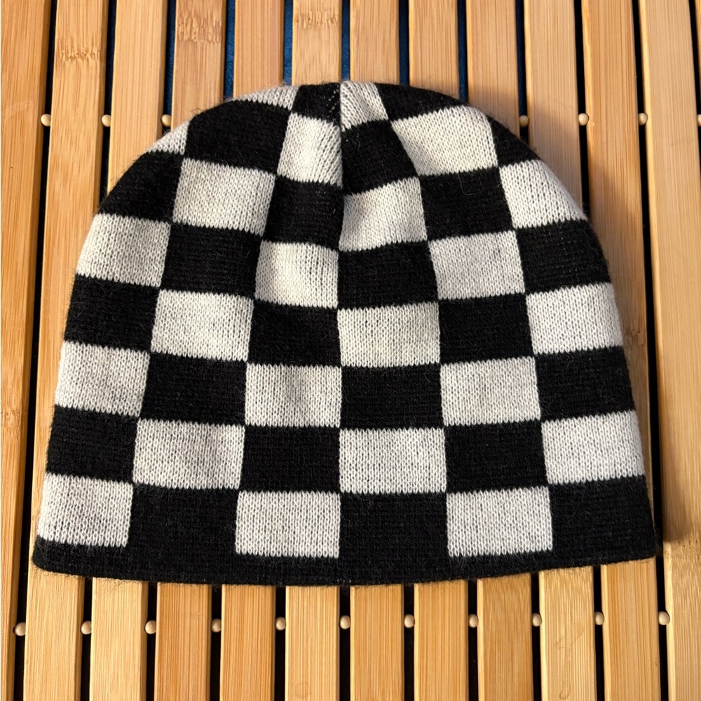 Cute Checkered Black and White Beanie